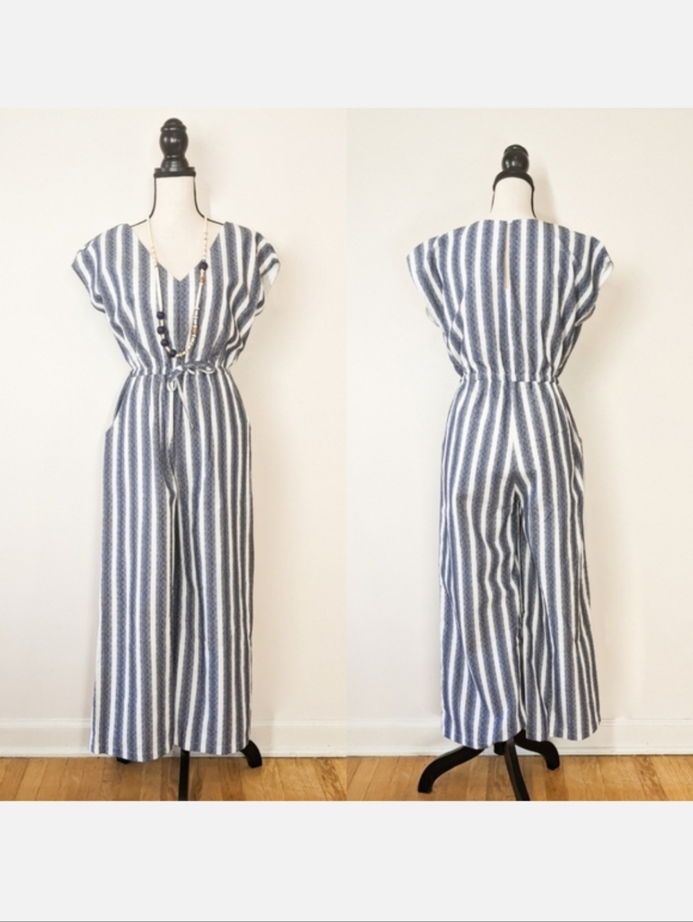 🦋LAST🦋 NWT Lucca Striped Linen Jumpsuit, Size Small